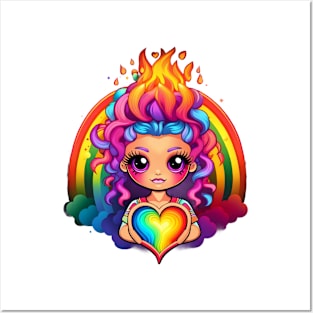 Rainbow Doll's Heart Burst - Radiant Halo Tee Posters and Art